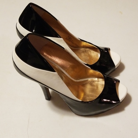 BCBGeneration Shoes - BCBG open toe high heel shoes, black, white